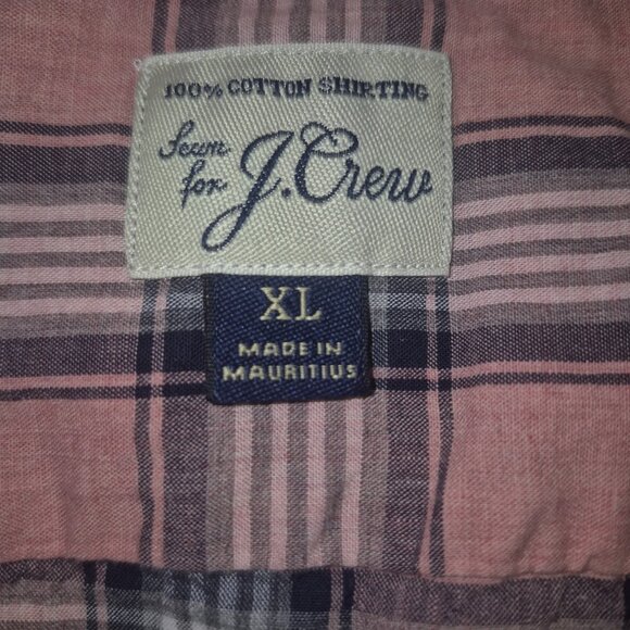 J.Crew Classic Plaid Button Down Shirt Mens XL Pink Gray 100% Cotton Long Sleev - Picture 5 of 5
